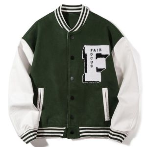 Chaquetas para hombre, abrigo de béisbol de retales con letras peludas para hombre, chaqueta Bomber, ropa de calle de otoño 2022, prendas de vestir holgadas informales de Hip Hop Harajuku, Tops para hombre