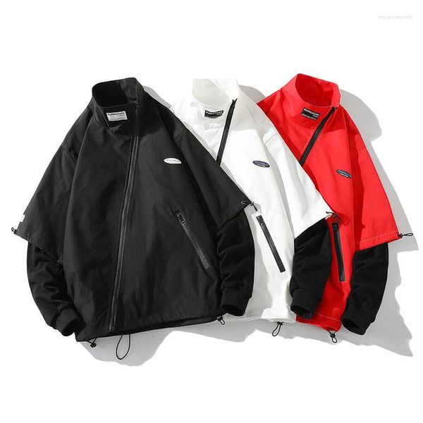Vestes pour hommes Hommes à capuche Japon Style Pull Blanc Noir Printemps Automne Veste Hommes Streetwear Bomber Vêtements Faux 2 pcs Oversize 6XL