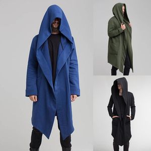 Herenjacks mannen capuchon sweatshirts zwarte hiphop mantel hoodies mode jas lange mouwen mantel mantel jassen uit het deler worden
