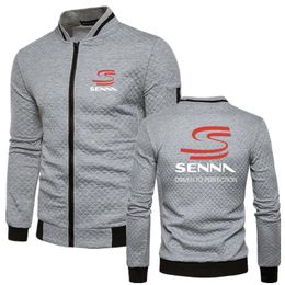 Chaquetas de hombre Chaqueta de hombre Llegada Primavera Logotipo de SENNA Estampado de color sólido Cuello redondo Tops Cremallera personalizable Algodón