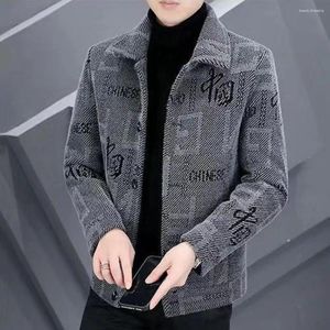 Heren Jackets Men Jacket Chinese print vest Kantelstijl Stijlvolle herfst/winterjas met afslag kraag lange mouwen bovenkleding