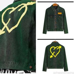 Men's Jackets Men Jacket Palm Een hoodie -ontwerper Green Love Print Denim Tracksuit Palmss Heart Piercing Arrow Denims Angels gewassen Groenen bovenkleding