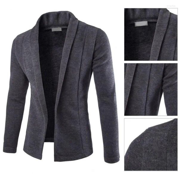 Vestes pour hommes veste de veste streetwear couleur solide coton mélange bend-revers cardigan manteau cutané.