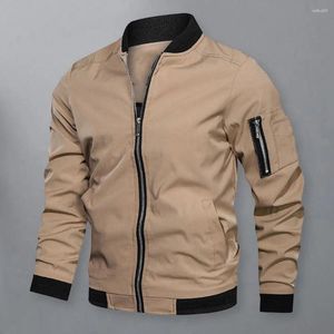 Men's Jackets Men Jacket Stijlvolle herfst Solid Color Coat met geribbelde manchetten Zipper Placket Outdarse Business Casual For Fall
