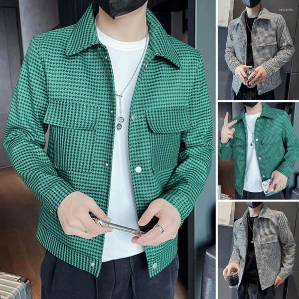 Chaquetas De Hombre Chaqueta De Hombre Elegante Primavera Otoño Con Cuello De Solapa Slim Fit Abrigo De Manga Larga Para Ropa De Calle De Moda Look Casual