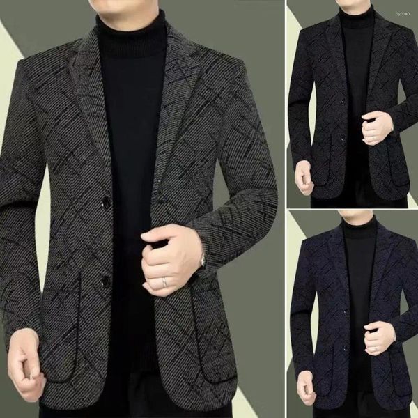 Vestes pour hommes Veste pour hommes Col rabattu Poches à manches longues Poches à simple boutonnage Épais Cardigan chaud Lâche Plus Taille Mi Longueur Casual Business