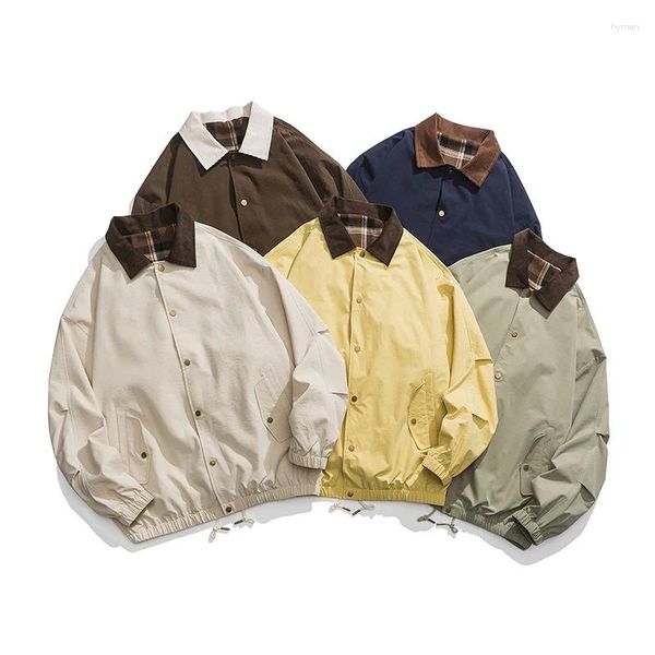 Vestes pour hommes Hommes Veste Vintage Printemps Automne Coupe-vent Manteau Rétro Mode Vêtements Casual Lâche Revers Haute Qualité Streetwear