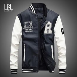 Chaquetas para hombre Chaqueta de cuero para hombre Bordado de marca Béisbol PU Chaquetas Hombre Casual Lujo Invierno Cálido Fleece Pilot Bomber Jacket Coat 230214