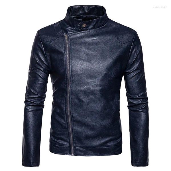 Vestes pour hommes Hommes Veste en cuir Mode PU Mâle Blanc Moto Manteaux Mens Marque Vêtements Manteau Noir Marron S-XXL