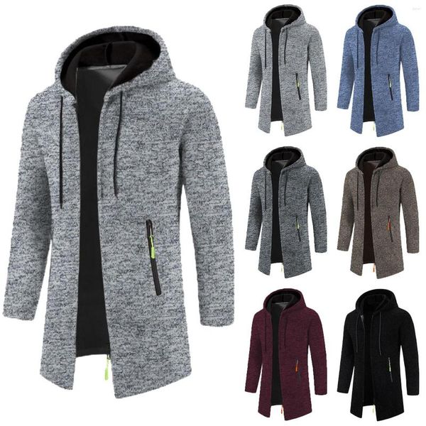 Vestes pour hommes Hommes Long Manteau en polaire Automne Hiver Mélange de laine Épaissir Casual Business Mode Slim Coupe-vent Veste Sweats à capuche Sweatershirts