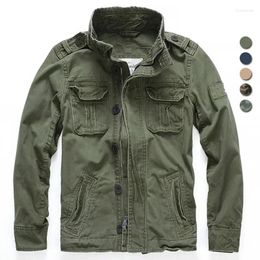 Chaquetas para hombres Hombres Chaqueta militar M65 Denim Retro Cargo Jacketes Al aire libre Multi bolsillos Camo Tops Campo Casual Moda Senderismo Abrigos Uniforme