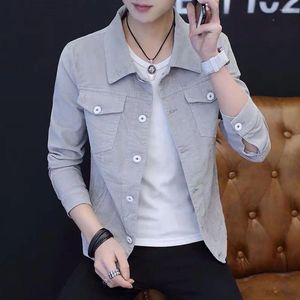 Vestes pour hommes Hommes Vêtements d'extérieur Élégant Slim Fit Denim Veste Solide Couleur Turn-Down Collier à manches longues pour printemps automne