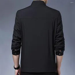 Chaquetas para hombres Hombres Ropa exterior Chaqueta térmica Slim Fit Stand Collar con cremallera Placket Elegante Negocio de mediana edad para la primavera