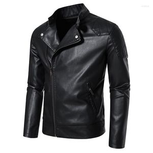 Men's Jackets Men Outparty Vintage Black Rapel Faux Leather Jacket Autumn Casual Motor Biker Coat