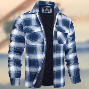 Vestes pour hommes hommes Plaid flanelle veste chaude épaisse à manches longues chemise d'hiver avec coton matelassé doublé automne coupe-vent manteaux