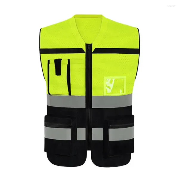 Jackets para hombres Vestibles reflectantes Vest V-Conco V Multi Pockets Multi Diseño Chaleco ID transparente de bolsillo de bolsillo de bolsillo