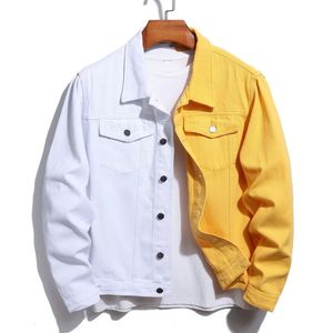 Vestes pour hommes Hommes Noir Rouge Jaune Blanc Épissé Denim Veste Streetwear Lâche Jean Manteau Patchwork Top Vêtements D'extérieur 231023