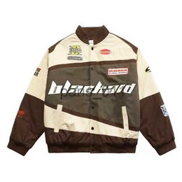 Chaquetas para hombres Abrigo para hombre apuesta retro chaqueta de motocicleta bordada nueva calle hip-hop payaso uniforme de béisbol pareja chaqueta suelta casual x1016