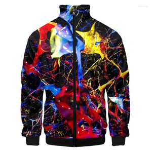 Chaquetas para hombre, chaqueta de bombardero con salpicaduras de pintura colorida para hombre, abrigos con manga de cuello alto para hombre, estampado Digital 3D, béisbol informal para mujer