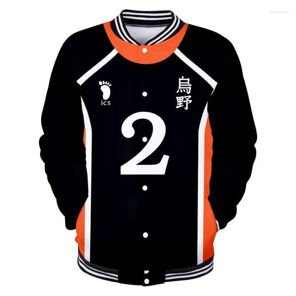 Vestes masculines Haikyuu 3D Hipster Hip-Hop Baseball Veste Men 2022 Fashion Design Femmes / Slim Fit College Varsity Tracksuis