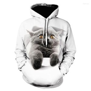 Herenjacks heren Harajuku witte hoodie 3D cat hoodies Men dames dames haped streetwear dieren geprinte pullovers jongens meisjes tops hiphop