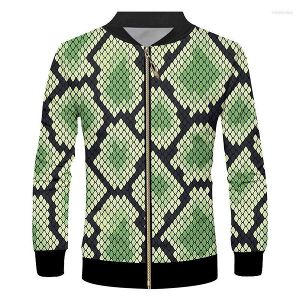 Chaquetas para hombres IFPD EU Tamaño Homme Chaqueta con cremallera Impresión 3D Escala de serpiente Streetwear Plus 6XL Ropa de animales Abrigo de otoño de manga larga