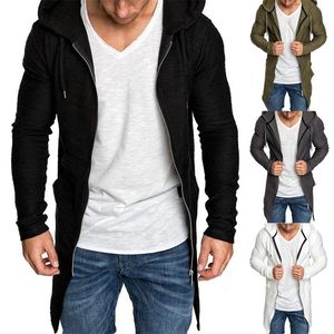 Herenjacks herenjack ritszachte zachte lange mouw casual hoodies longline slank fit capuchon cardigan streetwear voor herenkleding voor buiten 220912