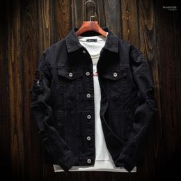 Vestes pour hommes KANCOOLD veste d'hiver hommes automne décontracté à manches longues col rabattu solide Denim manteau déchiré Streetwear