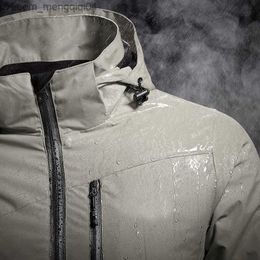 Jackets para hombres Chaqueta de primavera para hombres 2023 Capeta impermeable a prueba de viento de la chaqueta para hombres de la chaqueta de parka a prueba de viento techwear negro Z230816