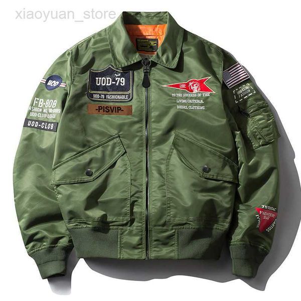 Chaquetas para hombre Primavera Ma1 Piloto de la Fuerza Aérea Chaqueta informal Avión Bordado Uniforme de béisbol Abrigo militar Bombardero Cazadora HKD230710