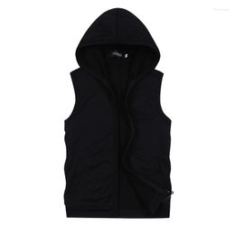 Vestes Homme Eté Couleur Pure Homme Sans Manches Capuche Grande Taille 5XL-S Bleu / Noir Blanc Gris Mode Loisirs Sport Veste Gilets