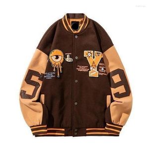 Heren Jackets Heren Vintage Hiphop Baseball Men Vrouwen herfst winter jassen Casual student uniform bruin zwart oversized jas