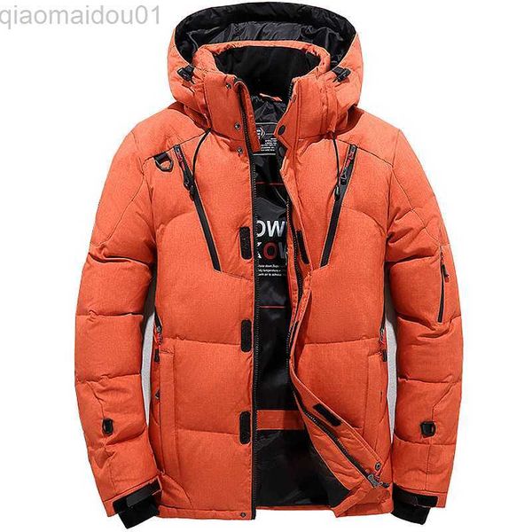 Hommes Vestes Hommes Blanc Duvet de Canard Veste Chaud À Capuche Épais Puffer Vestes Manteau Mâle Casual Haute Qualité Pardessus Thermique Hiver Parka Hommes Bo L230721