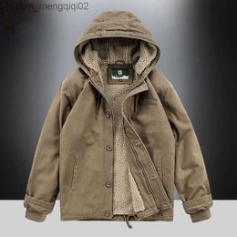 Men's Jackets Men's winter jacket hooded men's coat cashmere men's jacket plush thick Parks loose cotton fur lined coat Z230816