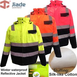 Heren Jackets Men's Work Wear Winter Jacket Reflective High Visibility Winterjacket EN471/ANSI Waterdichte winterjas 230821