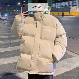 Heren Jackets Men Korte stijl Parka's Hooded Letter Gedrukte eenvoudige all-match warme lagen mode losse casual gezellige coole ulzzang tieners streetwear G221013