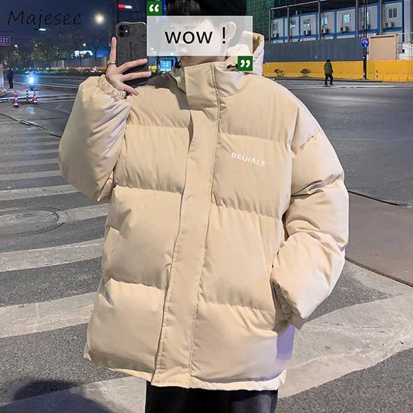 Hommes Vestes Hommes Style Court Parkas À Capuche Lettre Imprimé Simple All-Match Manteaux Chauds Mode Lâche Casual Confortable Cool Ulzzang Ados Streetwear G221013