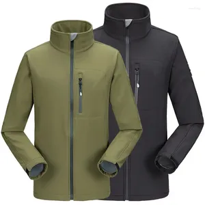 Vestes pour hommes Hommes Softshell Veste Custom Automne Solide Coupe-vent Randonnée en plein air Camping Manteau polaire