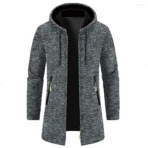 Herenjassen Heren effen kleur jas Herfst/winter trui Stijlvol vest met rits en capuchon voor verdikte middellange lengte