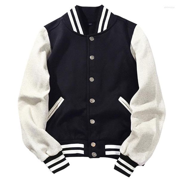 Hommes Vestes Hommes Solide Couleur Patchwork Varsity Veste Couples Mode Unisexe Bomber Femme Lâche Preppy Harajuku Baseball Uniforme Automne