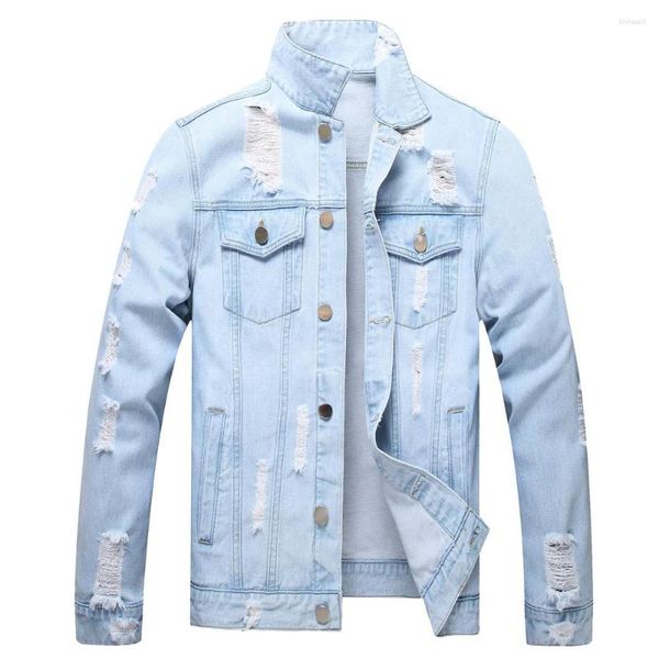 Hommes Vestes Hommes Solide Lâche Déchiré Streetwear Jeans Veste Haute Qualité Mâle Coton Casual Denim Manteau