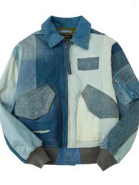 Vestes pour hommes Hommes Épissage Trous Endommagés Denim Veste Streetwear Lavé Clip Coton Cowboy Manteau