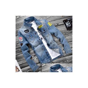 Vestes pour hommes Hommes Printemps Nouveau Jean Hip Hop Ripped Designer Denim Bleu Manteaux À Manches Longues Veste À Boutonnage Vêtements Drop Livraison Dhkis