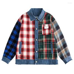 Men's Jackets Men Streetwear Vintage Denim Jacket Ripped Patchwork Hip Hop Harajuku Jeans 2023 Retro Bomber Coat Cotton