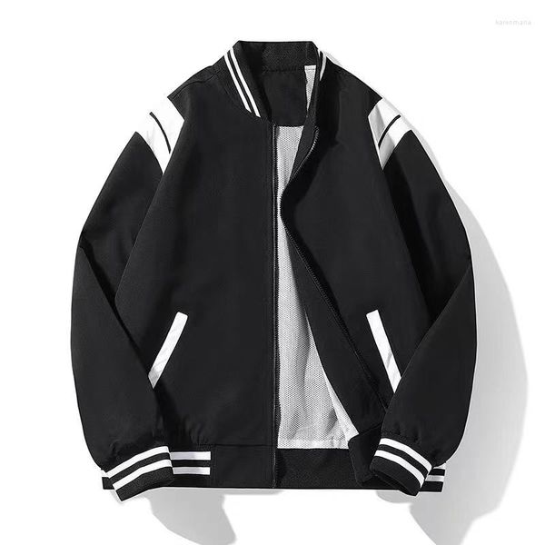 Vestes pour hommes Hommes Stripe Sleeve Joint Varsity Bomber Sweat Zipper Baseball Designer Casual Cool