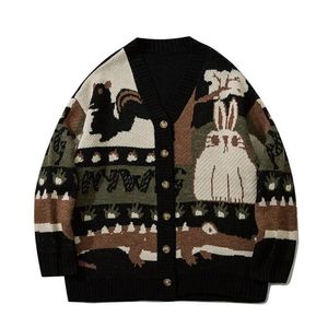 Men's Jackets Men Sweater 2023 Cartoon print schattige winterjas met één borte vintage voor dagelijkse slijtage