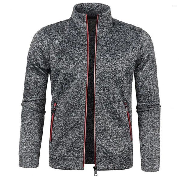 Vestes pour hommes Hommes Pull Veste Automne Col Montant Manches Longues Bomber Demi Col Haut Cardigan Tricoté Pour Vêtements D'extérieur