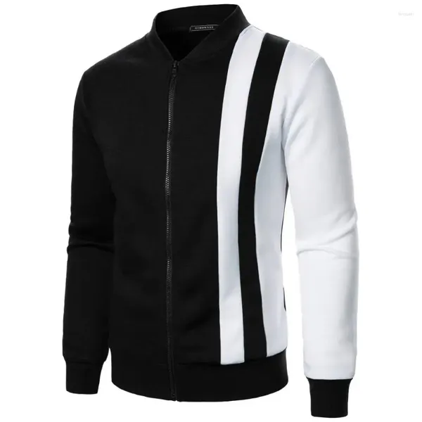 Chaquetas para hombres Hombres Sudaderas Uniforme de béisbol Bomber Chaqueta Abrigos Stand Collar Cremallera Ropa exterior Casual Contraste Color Tops Primavera Jersey