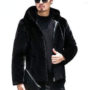 Herenjacks mannen dikke hoodies massieve kleur tops jas jas pluizig fleece bont capuchoned bovenkleding lange mouw