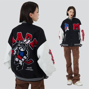 Herenjacks mannen vintage honkbaljack cartoon brief borduurwerk oversized varsity streetwear harajuku casual bomber lagen